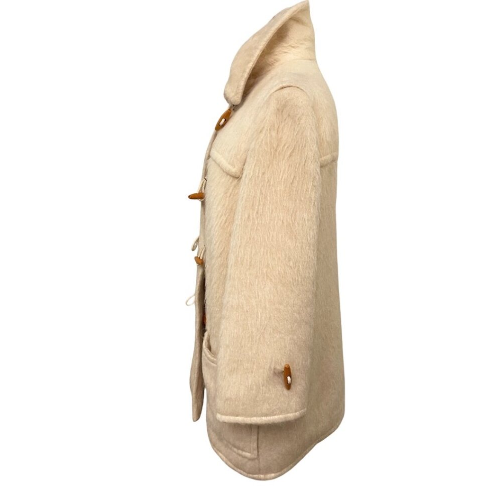 VTG I.Magnin Cream Color Preppy Mohair Coat USA Union Made 1960s Wood Toggles - Picture 12 of 16